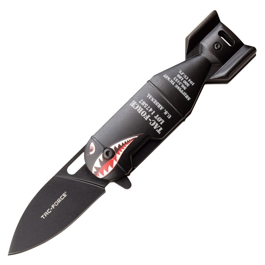 Navaja plegable negra LETECKÁ PUMA con clip, flipper y hoja lisa de acero inoxidable 58 mm