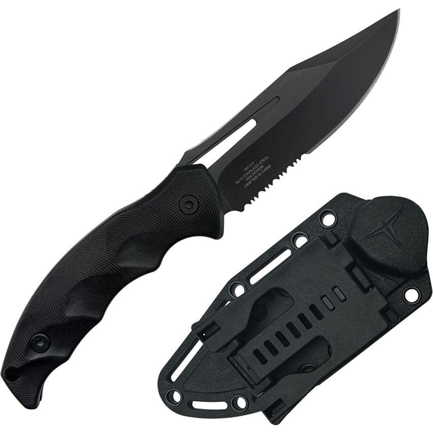 Cuchillo fijo OBSIDIAN negro con funda modular