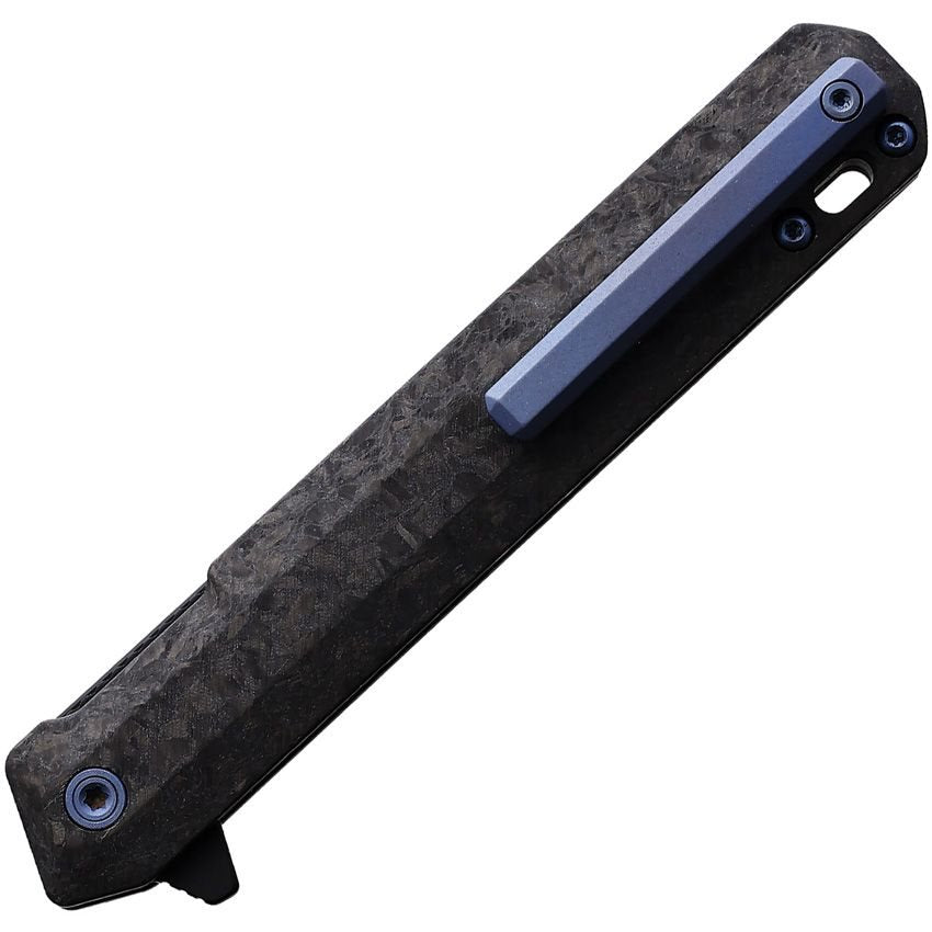 Navaja plegable TEKTO F2 BRAVO con hoja Drop point D2 y mango de fibra de carbono