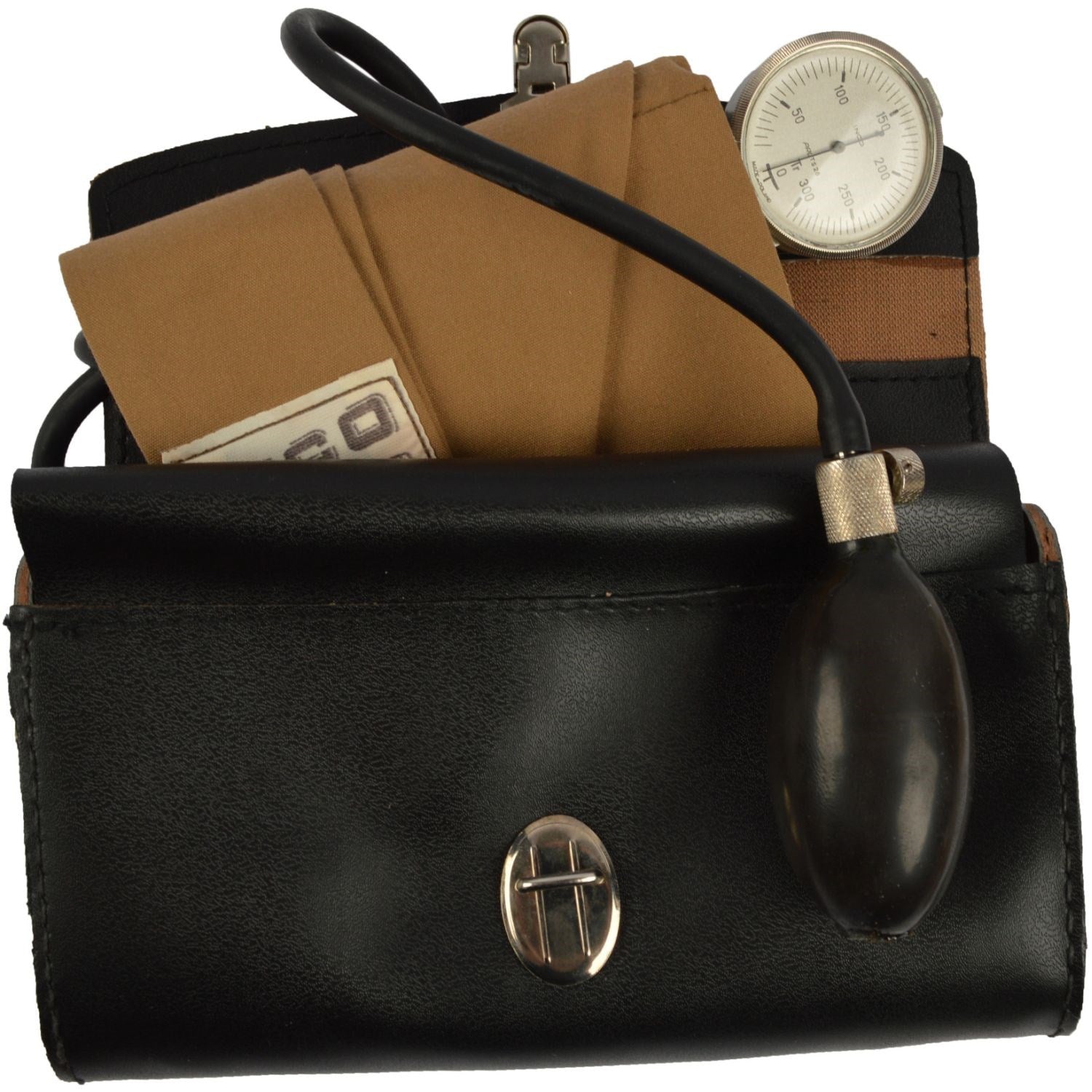 Medidor de presión INCO polaco con funda, excedente militar; almacenado largo tiempo.