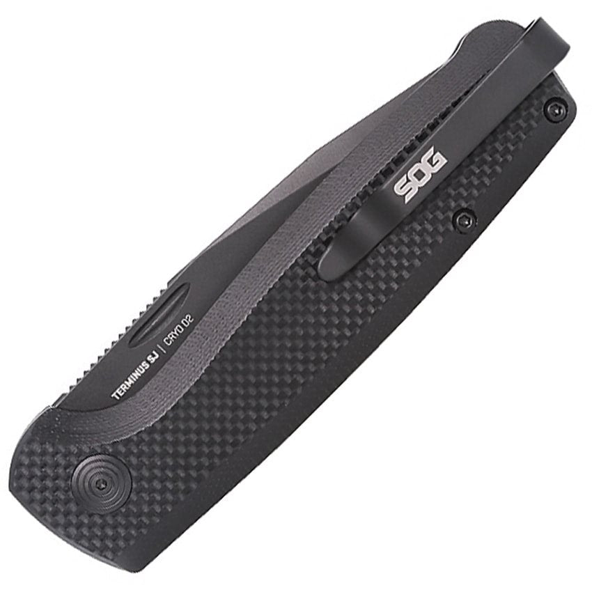 Navaja plegable TERMINUS SJ Blackout con hoja Drop Point en acero D2 y empuñadura G10