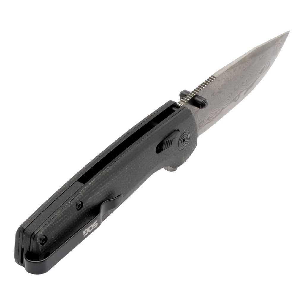 Cuchillo plegable TERMINUS XR con hoja de acero damasco, mango de G10 y fibra de carbono, longitud 18,31 cm