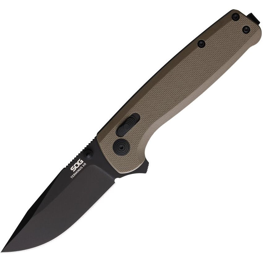 Navaja plegable TERMINUS XR G10 FDE con hoja D2 Cryo y mango G10, hoja 7,62 cm