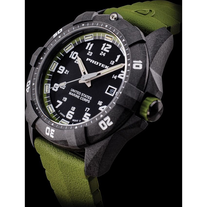 Reloj USMC DIVE 1015 300 m verde PROTEC, licencia oficial