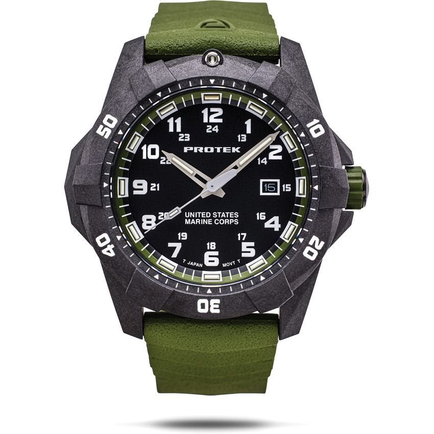 Reloj USMC DIVE 1015 300 m verde PROTEC, licencia oficial