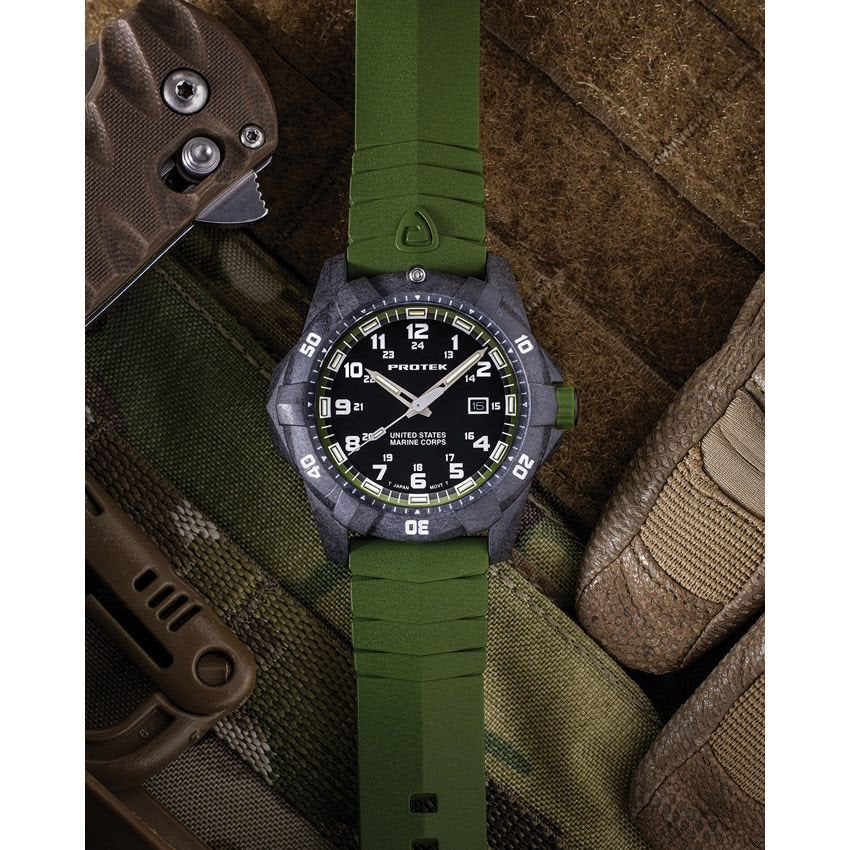 Reloj USMC DIVE 1015 300 m verde PROTEC, licencia oficial