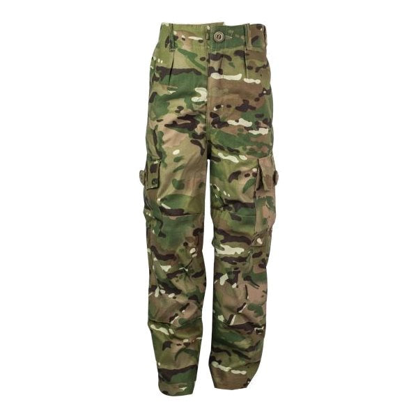 Pantalones infantiles COMBAT multicam con cremallera, botón y múltiples bolsillos
