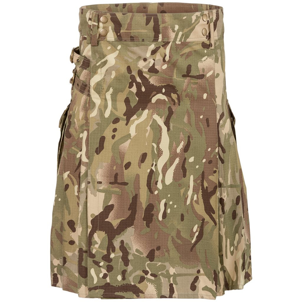Kilt COMBAT rip-stop envolvente para hombre con bolsillos laterales y trasero