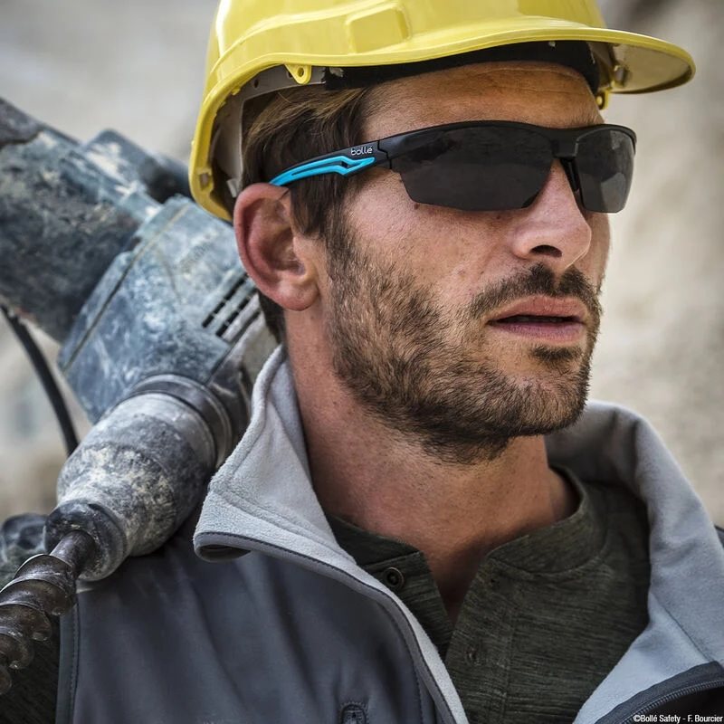 Gafas de protección TRYON montura azul lentes ahumadas polarizadas