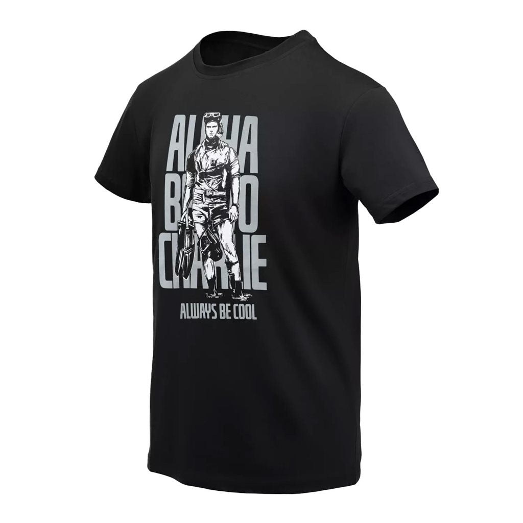 Camiseta negra ALFA BRAVO CHARLIE de algodón, corte clásico, Helikon-Tex