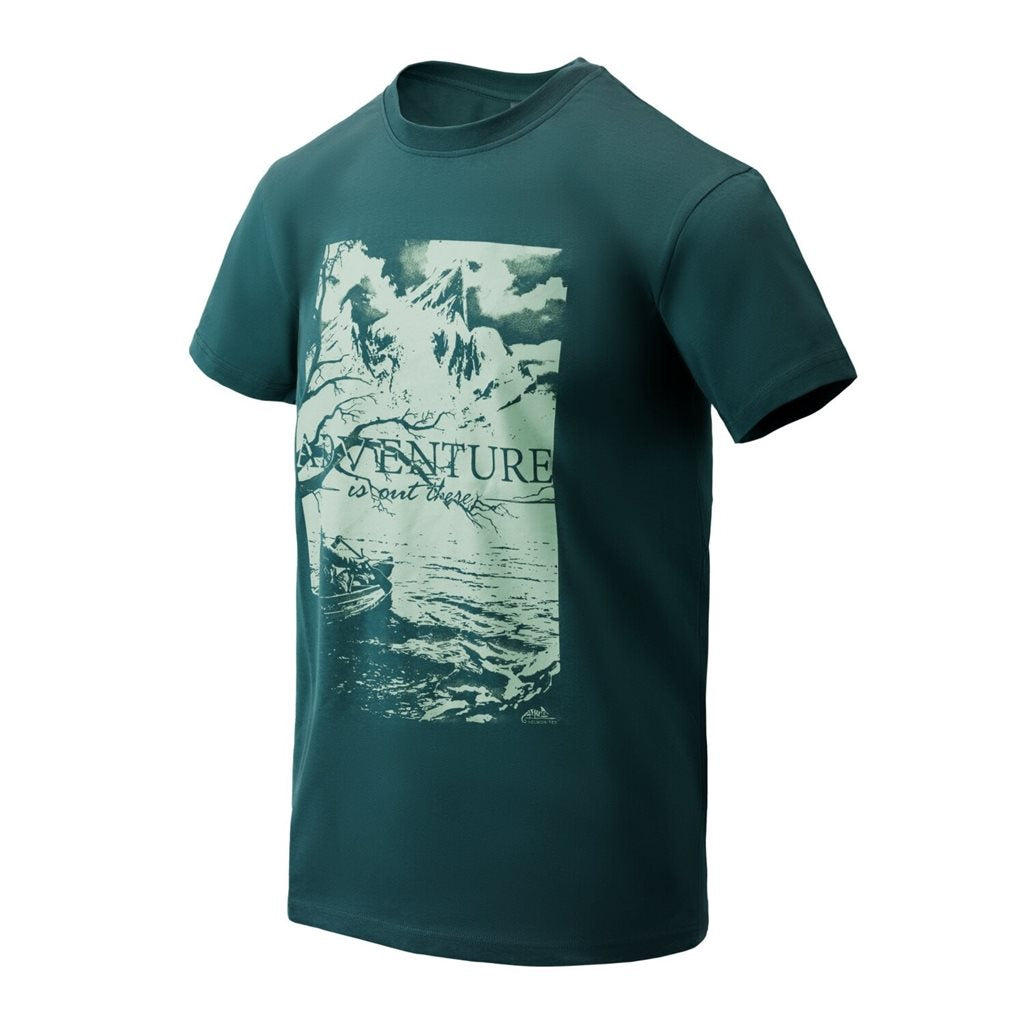 Camiseta azul oscuro con estampado 'ADVENTURE IS OUT THERE' - Helikon-Tex