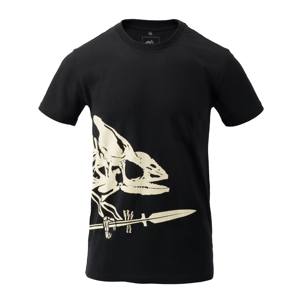 Camiseta negra con diseño de esqueleto de camaleón Helikon-Tex
