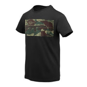 Camiseta negra con motivo del fusil FN FAL, corte clásico y estampado resistente