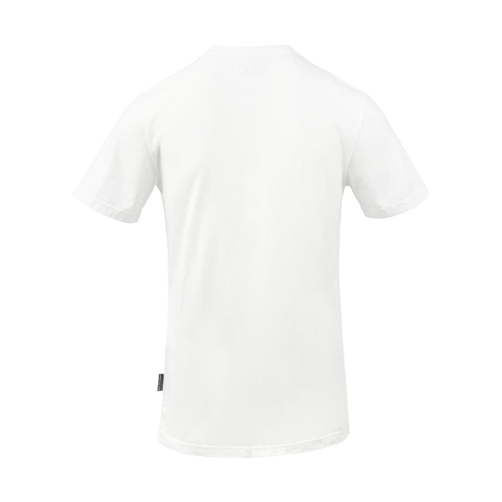 Camiseta blanca ROPE con motivo de cuatro operarios descendiendo