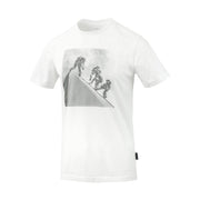 Camiseta blanca ROPE con motivo de cuatro operarios descendiendo