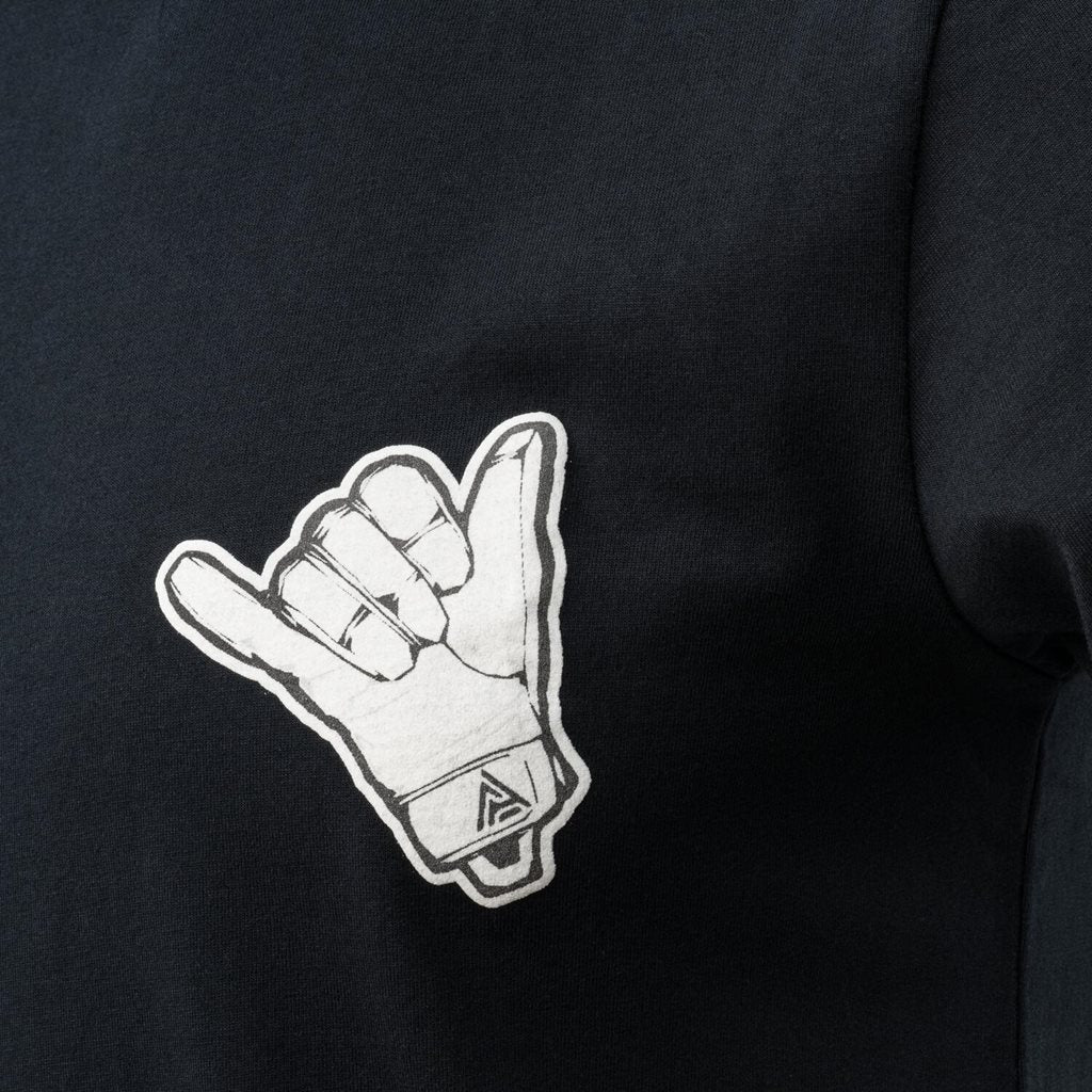 Camiseta negra con motivo SHAKA, 100% algodón, manga corta