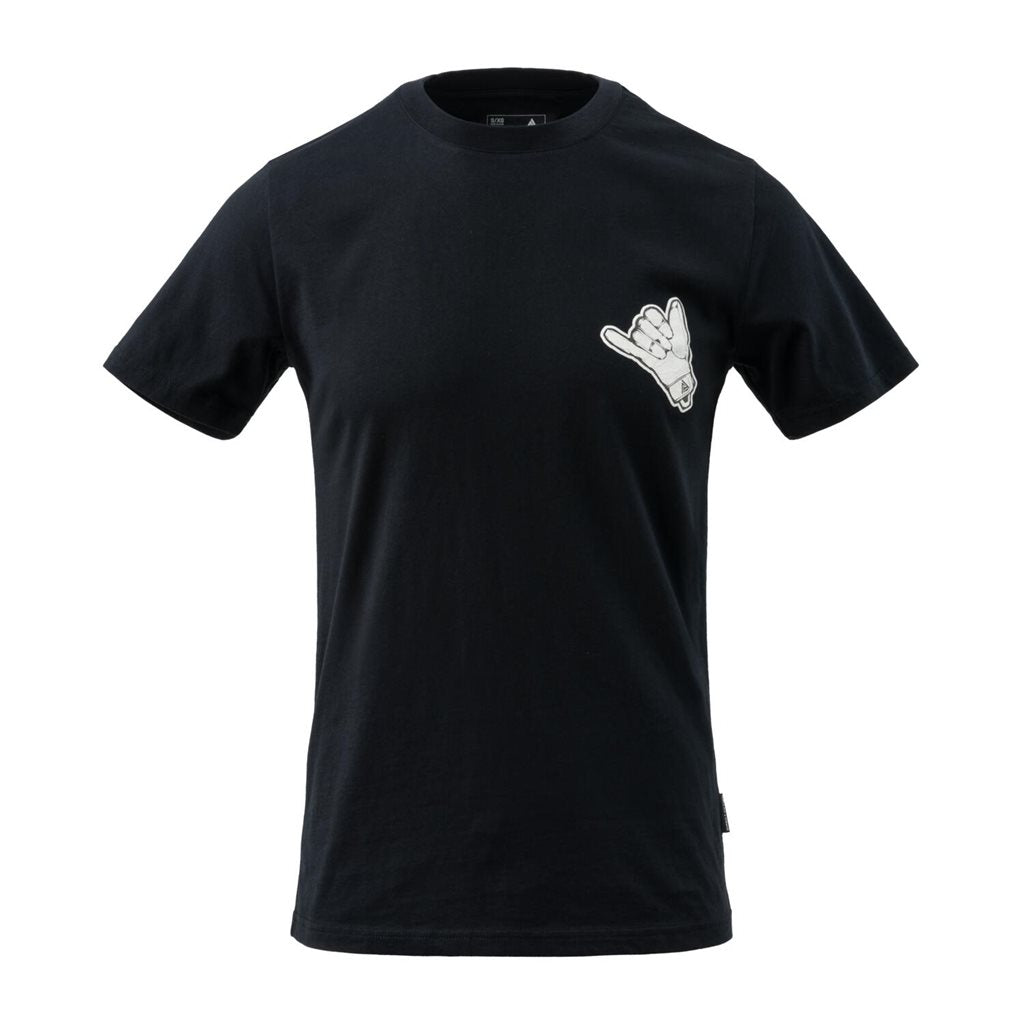 Camiseta negra con motivo SHAKA, 100% algodón, manga corta