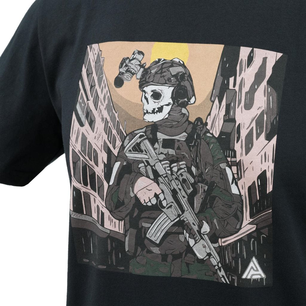 Camiseta negra SKELETON con motivo táctico de calavera