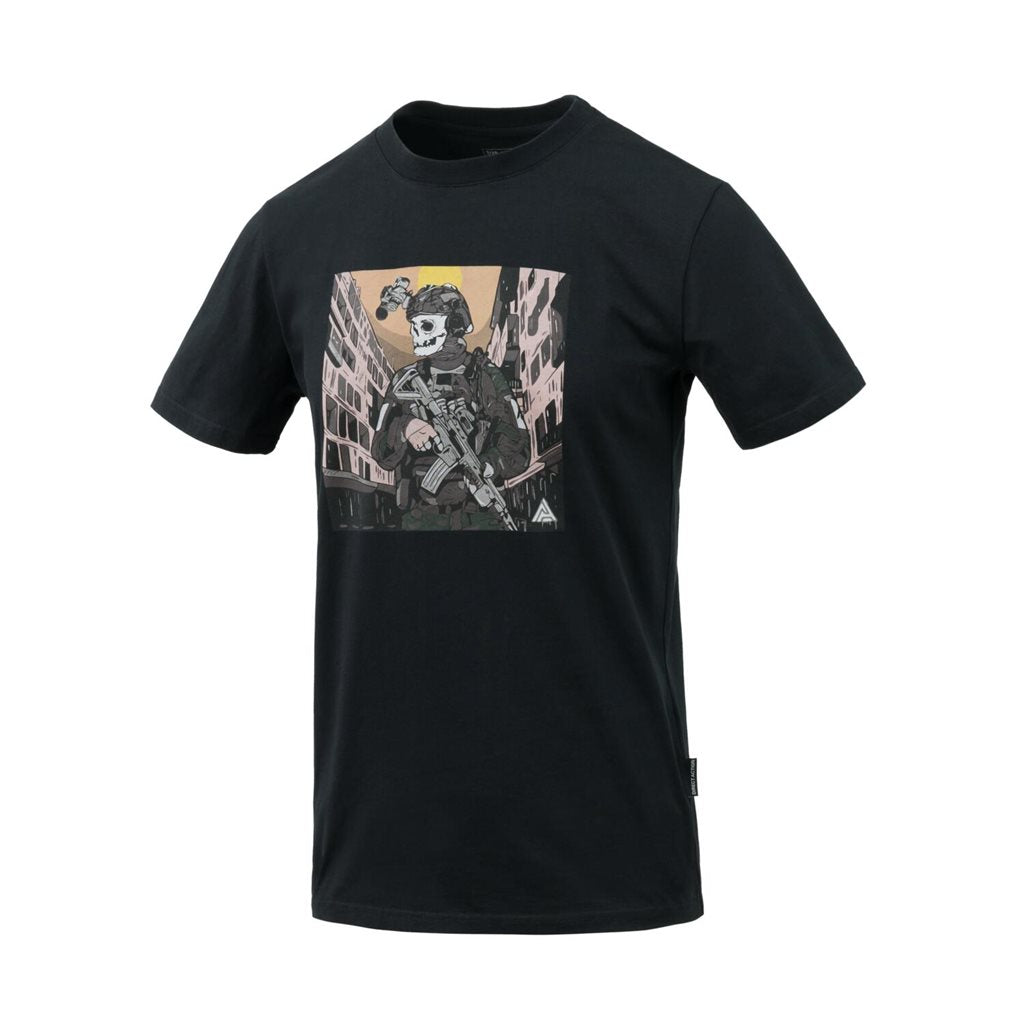 Camiseta negra SKELETON con motivo táctico de calavera