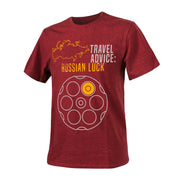 Camiseta roja RUSSIAN LUCK con estampado de Ruleta Rusa (Helikon-Tex)