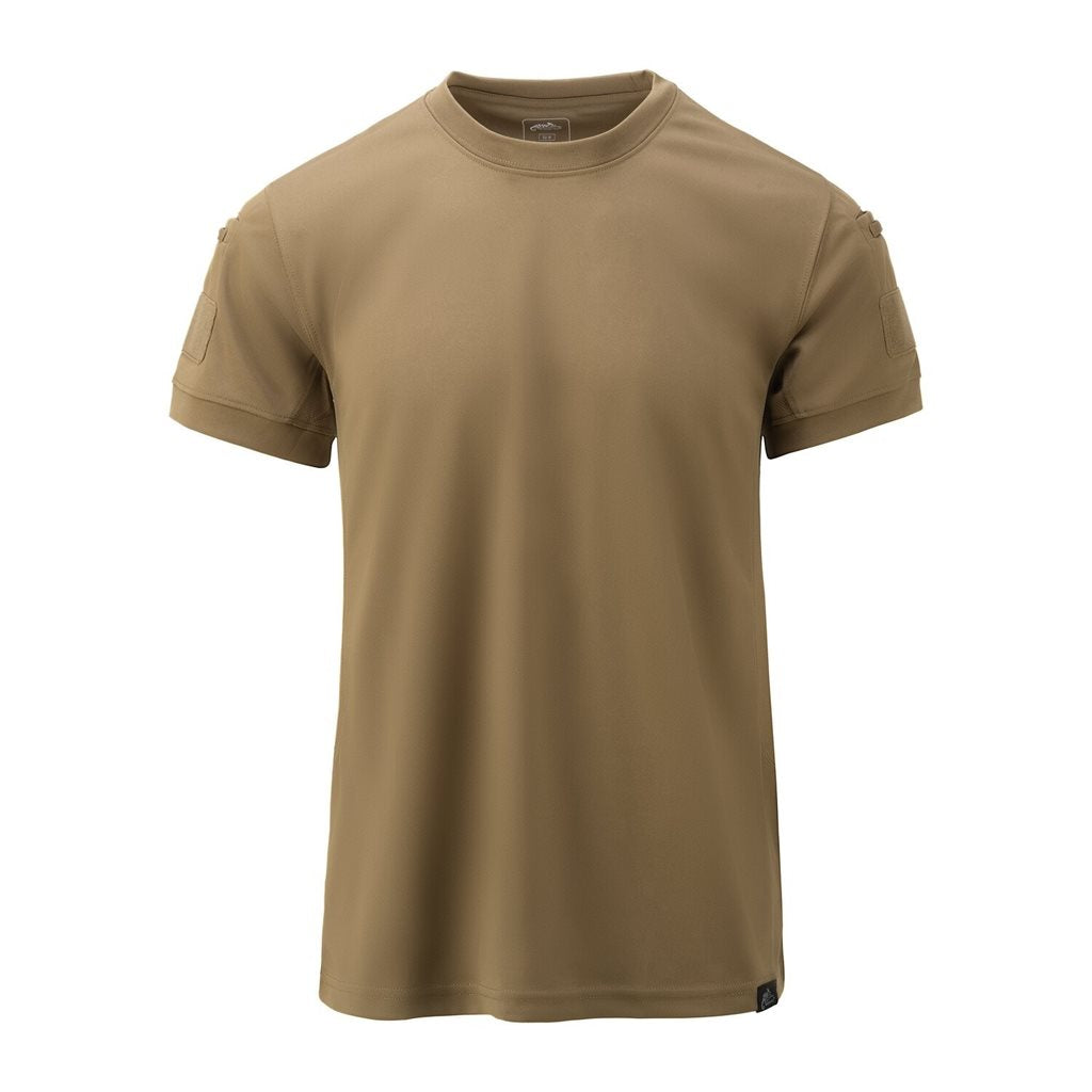 Camiseta táctica TopCool LITE Coyote con bolsillos en mangas, sujeción para gafas y paneles de velcro