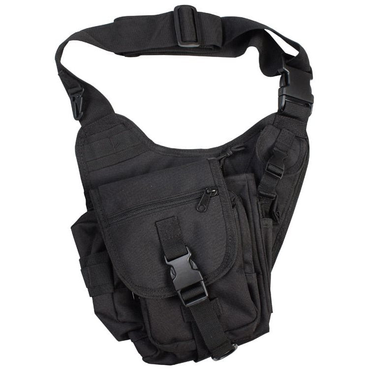 Bolsa táctica SHOULDER negra - brašna EDC para uso diario, vista frontal