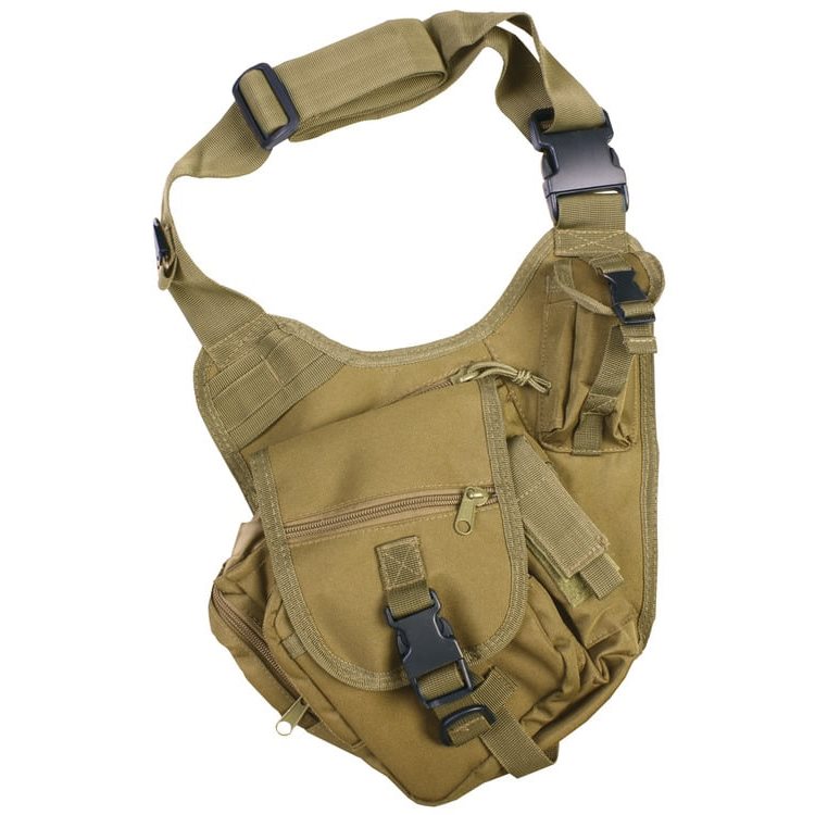 Bolsa táctica SHOULDER negra - bandolera EDC vista frontal