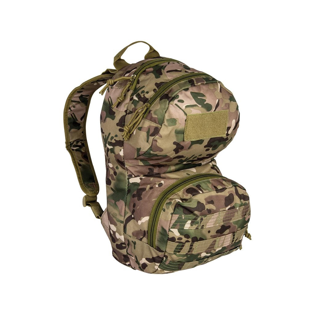Mochila Scout Daypack 12 L negra con MOLLE/PALS y cremalleras bidireccionales
