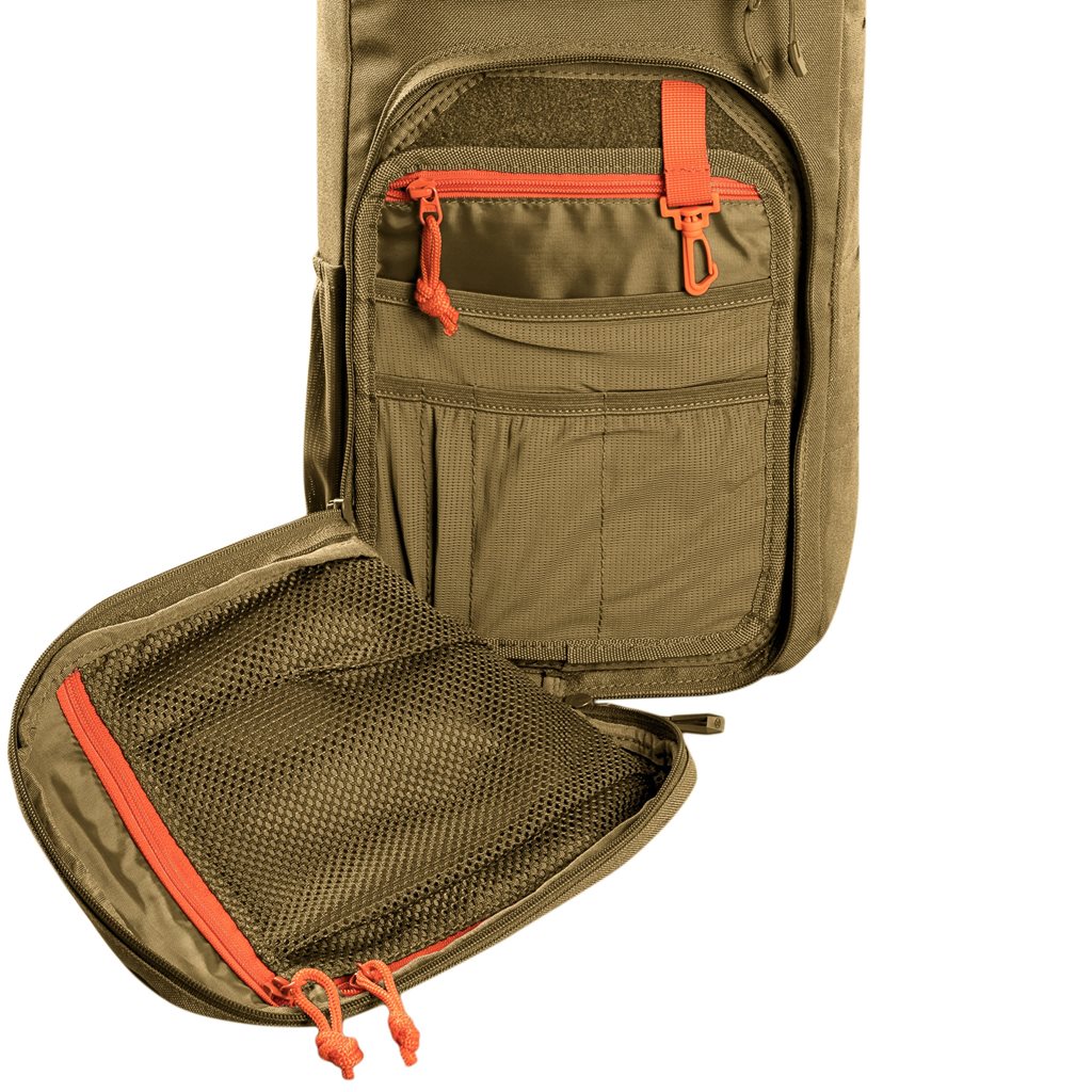 Mochila bandolera STOIRM GEARSLINGER 12 L verde con hebillas Duraflex y cremallera YKK