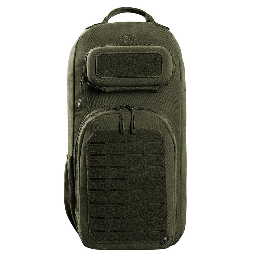 Mochila bandolera STOIRM GEARSLINGER 12 L verde con hebillas Duraflex y cremallera YKK