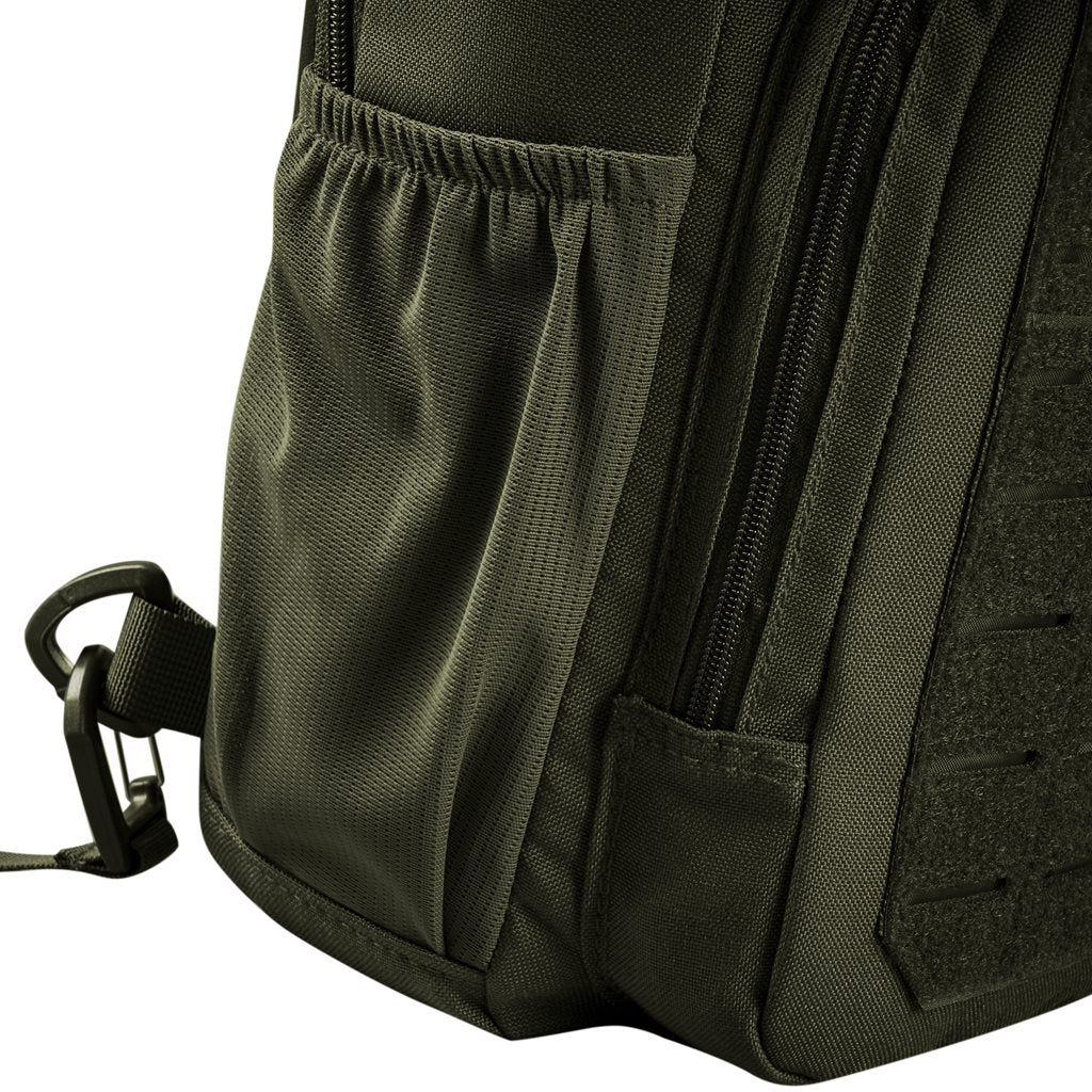 Mochila bandolera STOIRM GEARSLINGER 12 L verde con hebillas Duraflex y cremallera YKK