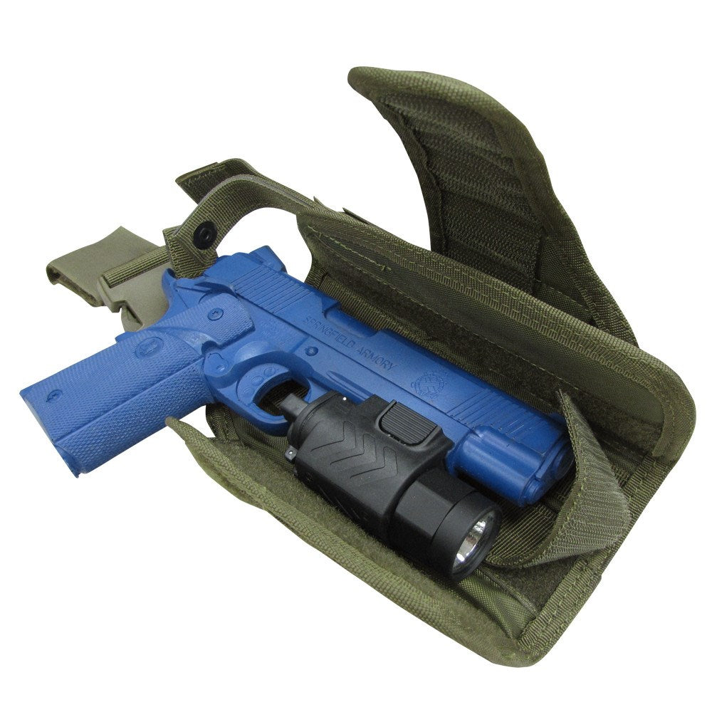 Funda muslera para pistola TORNADO Verde, ajustable para pistolas medianas y mayores, compatible con láser o linterna