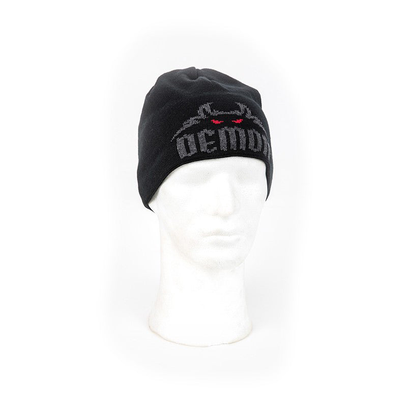 Gorro de invierno negro con logo DÉMON y puño de 8 cm en polar elástico