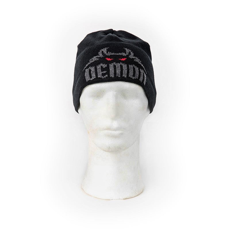 Gorro de invierno negro con logo DÉMON y puño de 8 cm en polar elástico