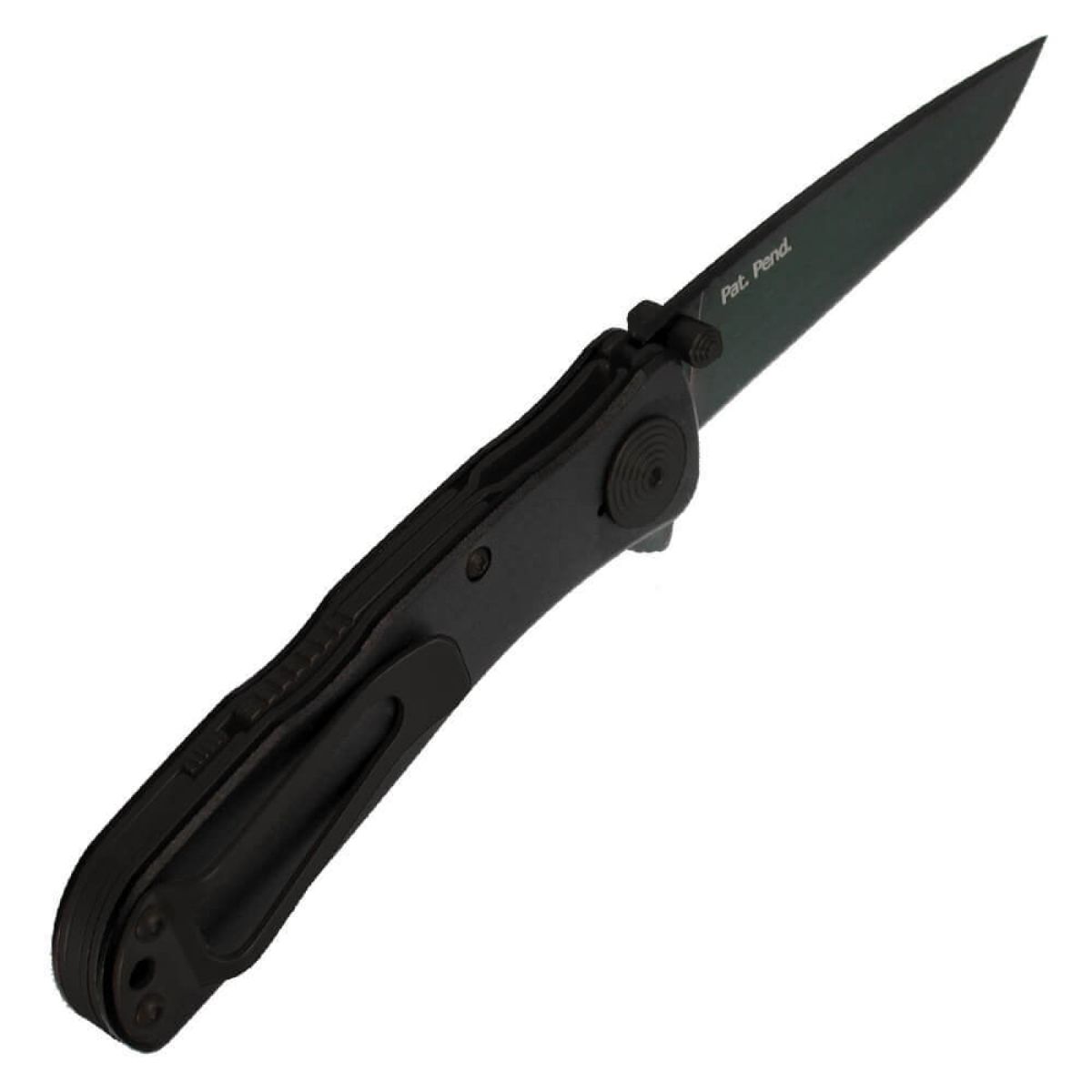 Navaja plegable TWITCH II negra con hoja lisa de acero AUS-8 y cachas de aluminio eloxado