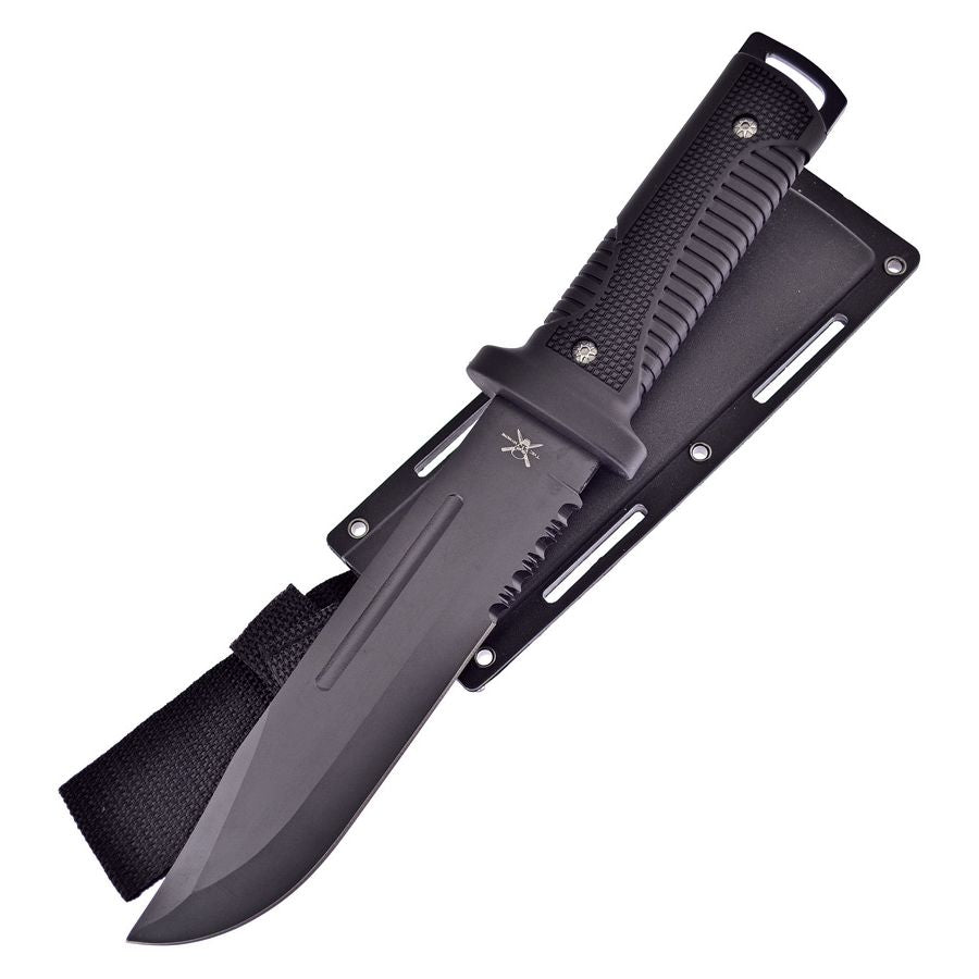Cuchillo TAC-XTREME BOWIE con hoja negra de 175 mm y funda negra de ABS