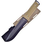 Cuchillo TAC-XTREME BOWIE 315 mm, hoja negra combinada, mango de goma, funda ABS