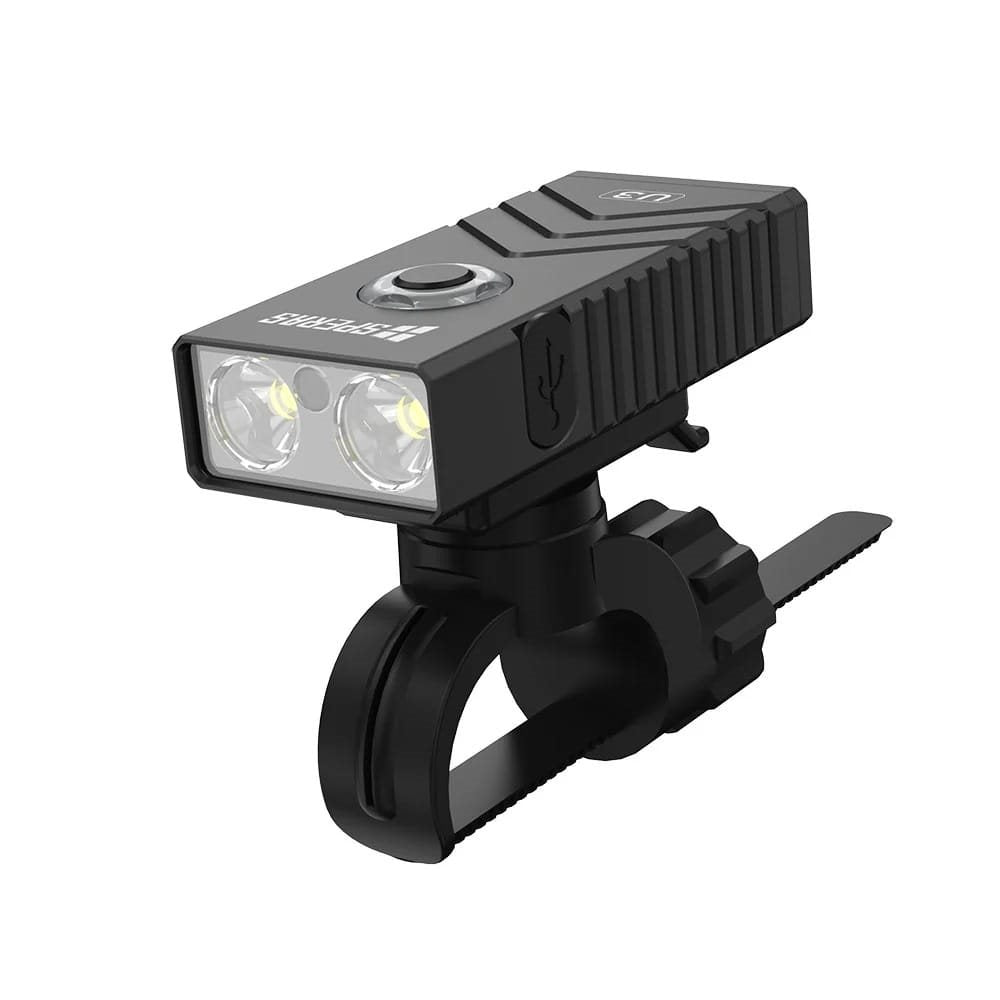 Linterna U3 RGB negra con montaje para bicicleta