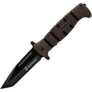 Navaja táctica USMC MAXIMUM con hoja tipo tanto y mango TPR, acero inoxidable negro