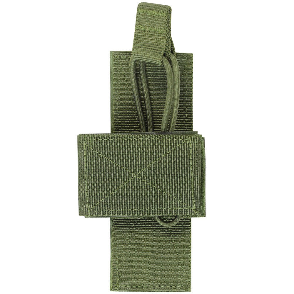 Funda universal con cierre de velcro verde para pistola, vista frontal del holster