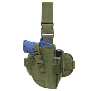 Funda pistolera muslera LEG HOLSTER verde con correa ajustable y bolsillo para cargador