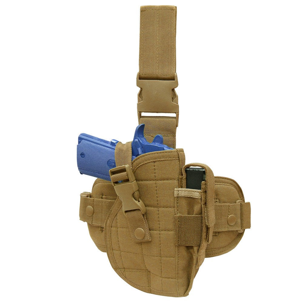 Funda muslo para pistola LEG HOLSTER verde con bolsillo para cargador