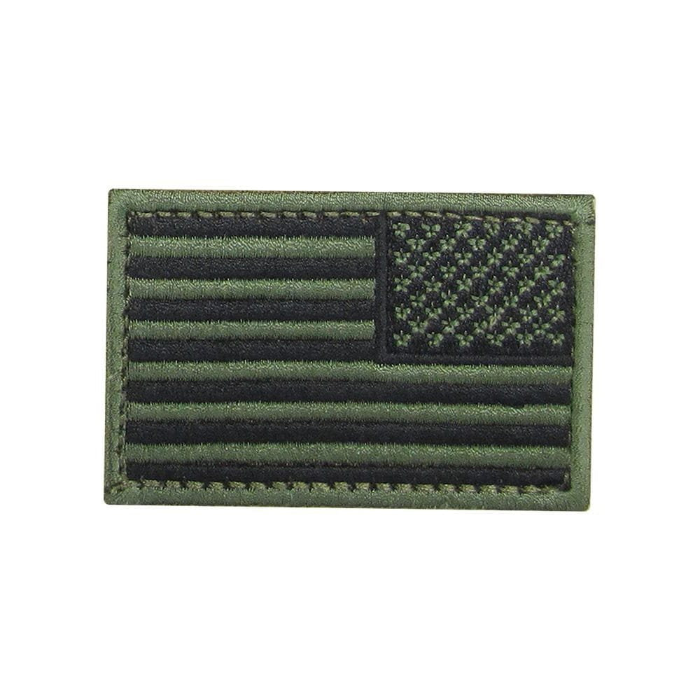 Parche bandera EE. UU. reverso color oliva 8 x 5 cm