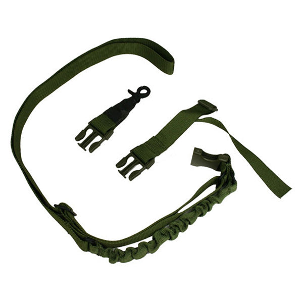 Correa para arma VIPER BUNGEE monopunto verde, elástica, ancho 4 cm, incluye dos adaptadores