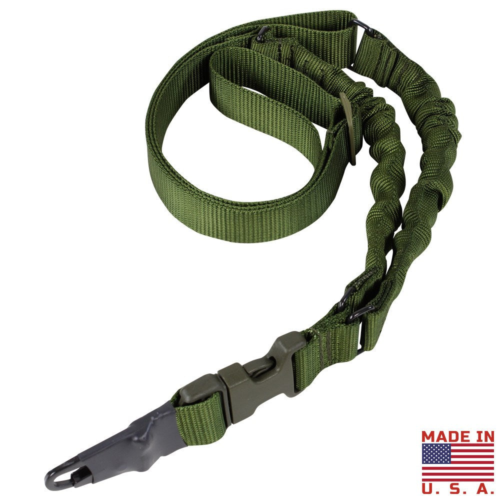 Correa para arma ADDER Double Bungee monópunto negra con adaptadores anilla de acero y correa