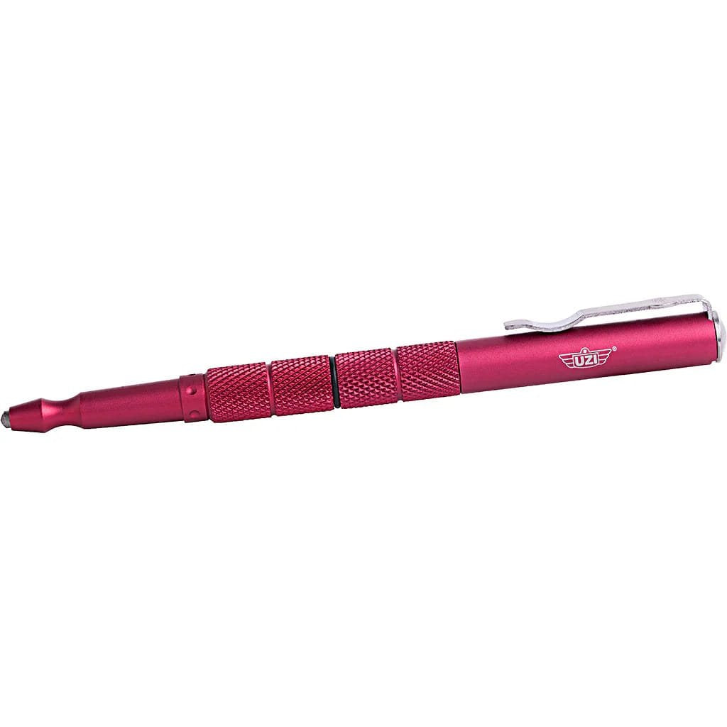 Bolígrafo táctico DEFENDER CARBIDE 5 rojo con rompecristales de wolframio y clip metálico