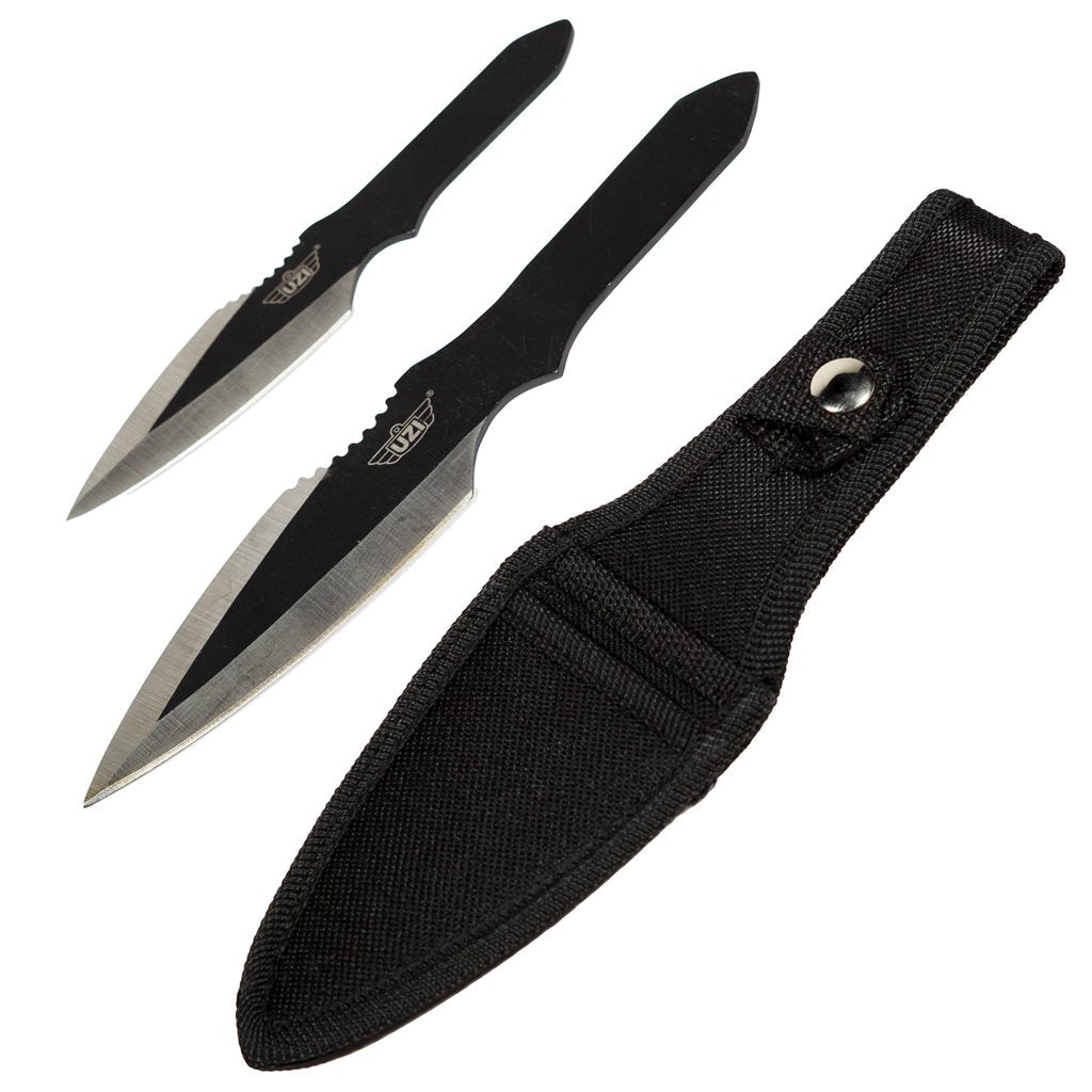Set de 2 cuchillos arrojadizos de acero inoxidable con funda, 20,3 cm y 15,2 cm