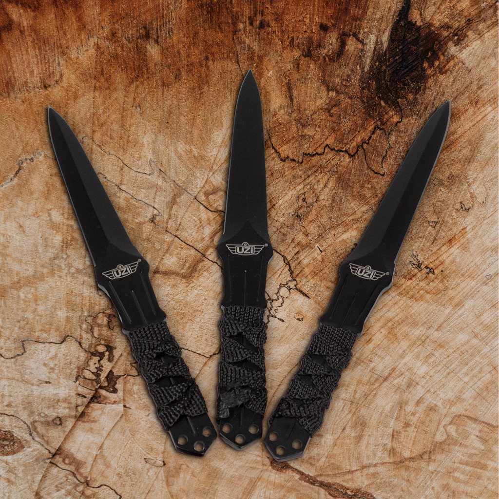 Set de 3 cuchillos arrojadizos de acero inoxidable con funda de nylon