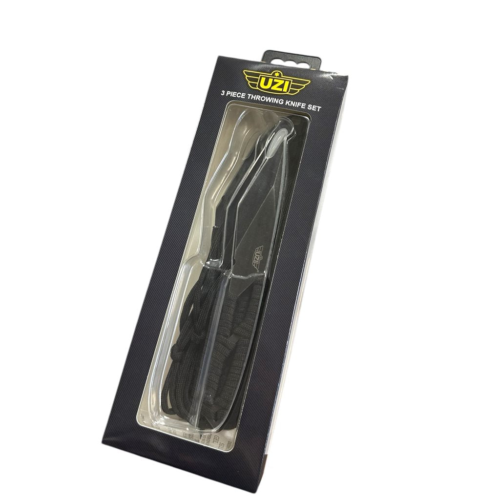 Set de 3 cuchillos arrojadizos full-tang con paracord y funda de nylon