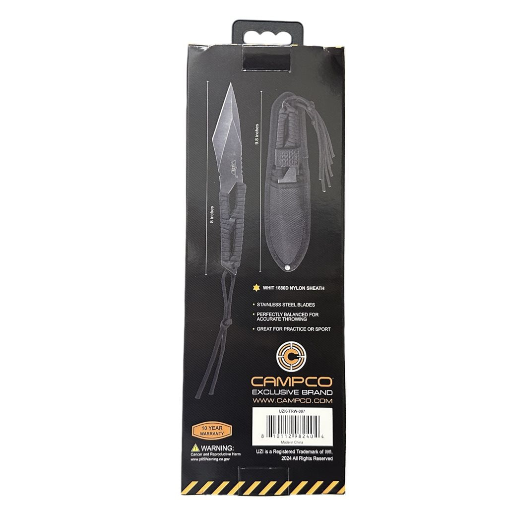 Set de 3 cuchillos arrojadizos full-tang con paracord y funda de nylon